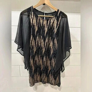 Jealous Tomato Gold & Black Sequined Top- Small